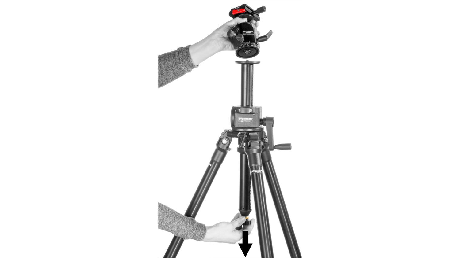 FOBA tripod with SUPERBALL and quick-release unit