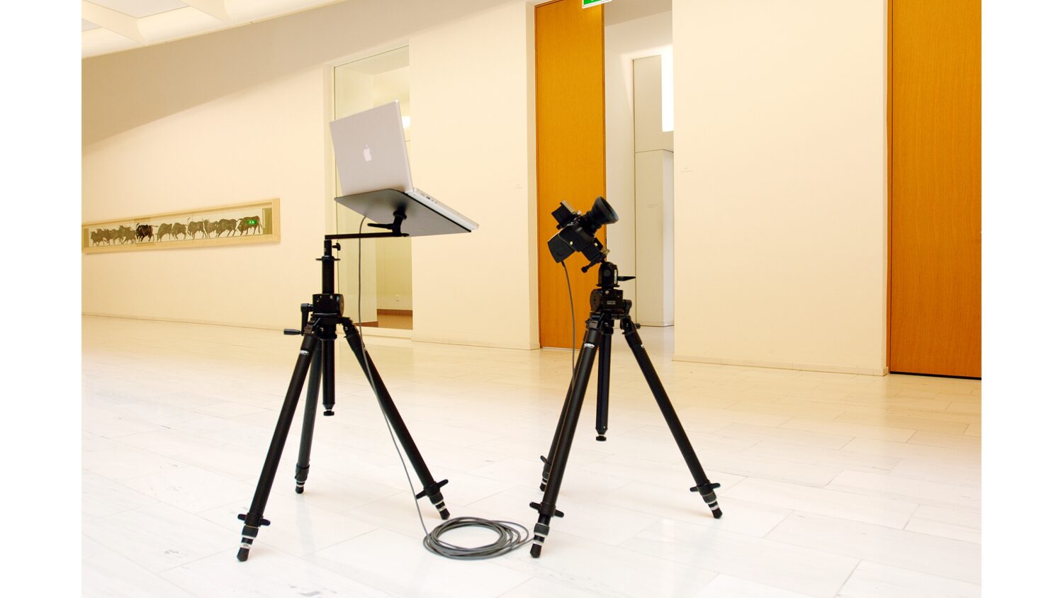 FOBA tripods with laptop holder and mounted camera on SUPERALL